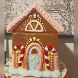 Pastel Gingerbread House Cookie Jar